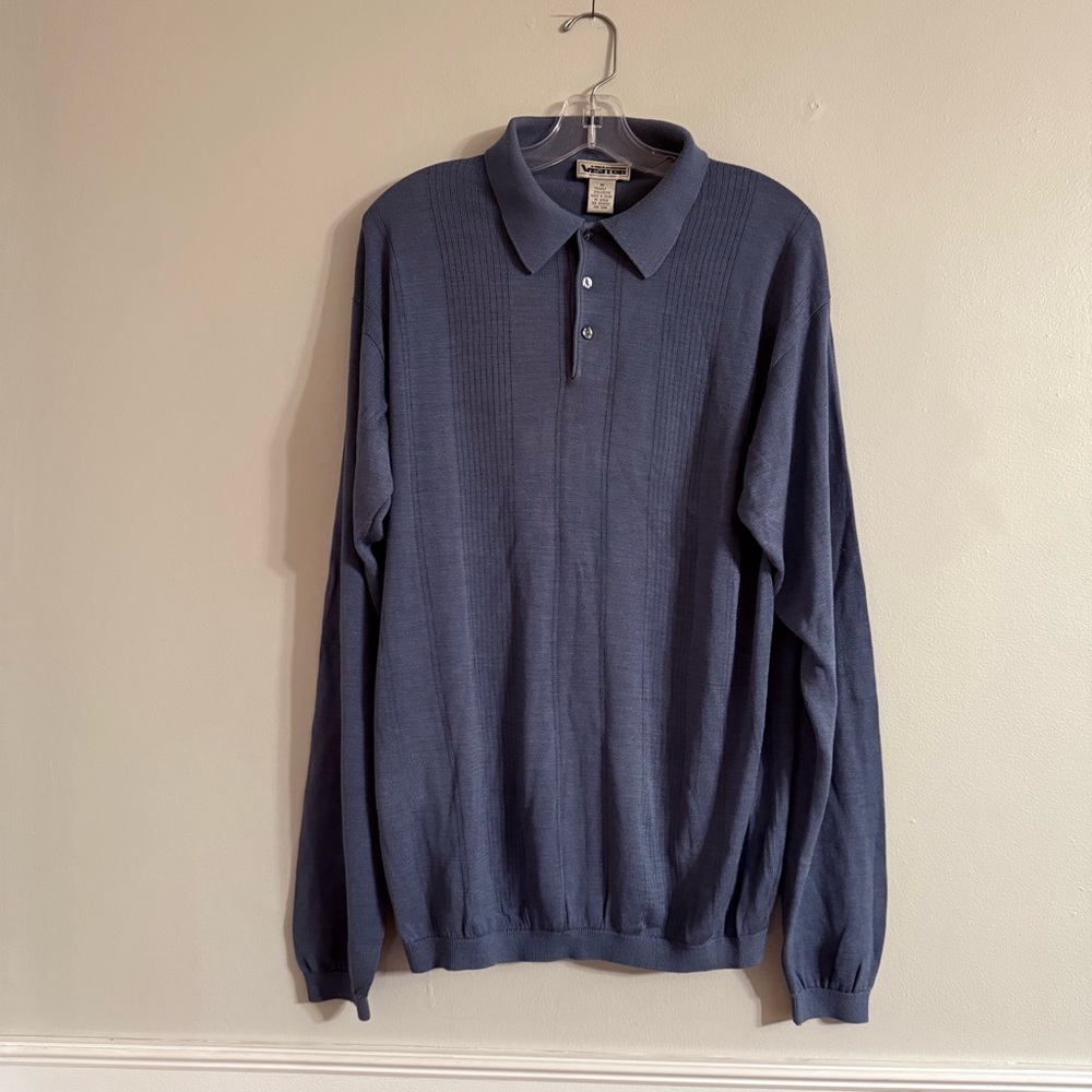Visitor Men's GrayBlue Long Sleeve Knit Pullover Shirt Size M